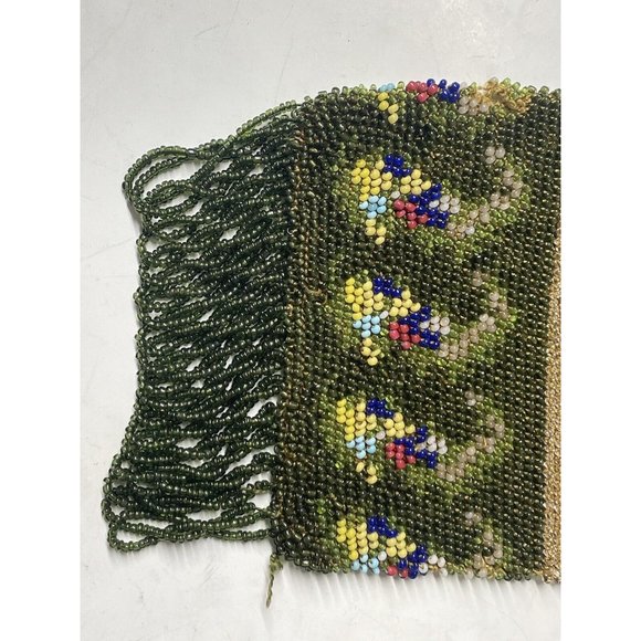 Antique Victorian Drawstring Beaded Purse 19th C. Art Nouveau Bag Glass - Picture 14 of 16